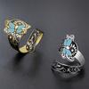 EUEAVAN Dragonfly Sunflower Ring for Women Stainless Steel Vintage Creative Pattern Adjustable Ring Personalized Jewelry Gift