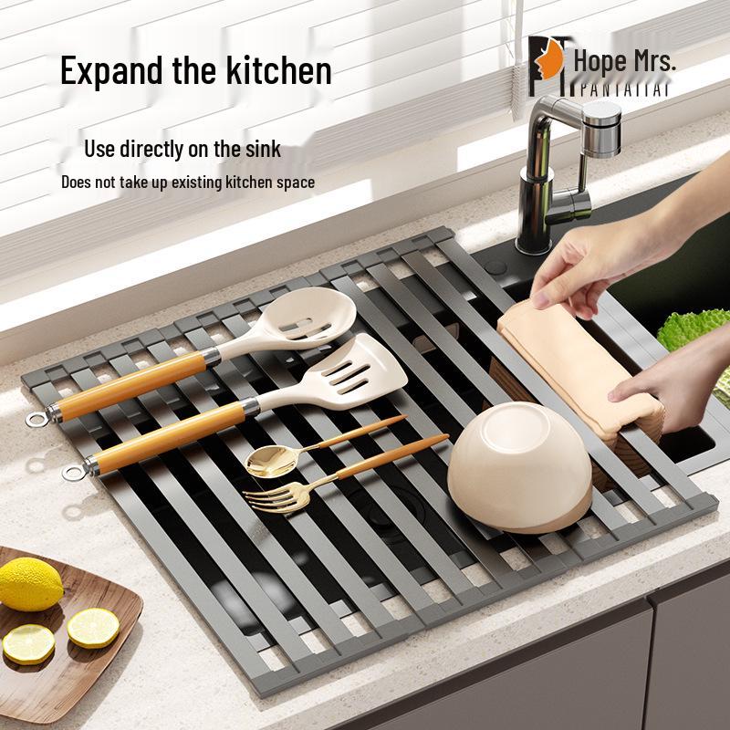 Foldable Silicone Sink Drain Rack for Dish Storage