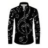 Poker Square Pattern Men's Shirt Red Peach 3D Printed Shirt Casual Loose Aloha Shirt Long Sleeve Collar Top