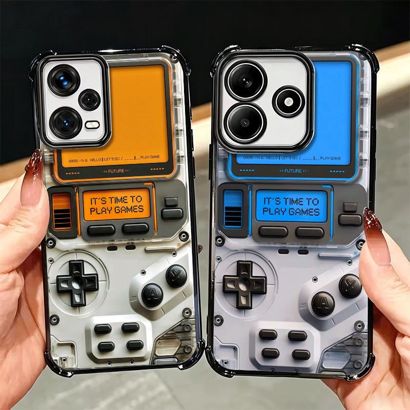 Game Console Fashion Boy Plating Phone Case For Xiaomi Redmi Note 14 15 Pro Plus 13 12 11 11S 11T 10 9S 9 5G Anti-Fall Airabag C