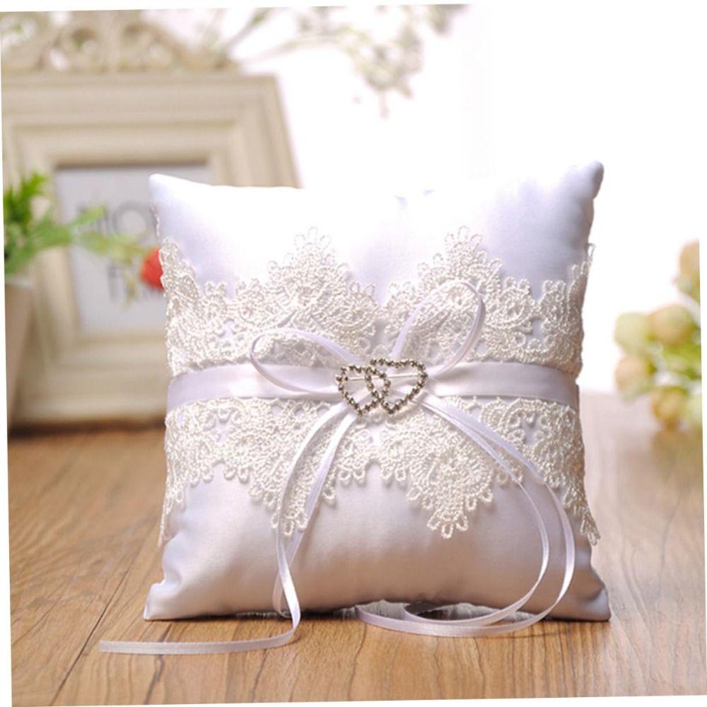 Embroidery Ring Bearer Pillow White Wedding Ring Pillow  Wedding Ceremony Accessory