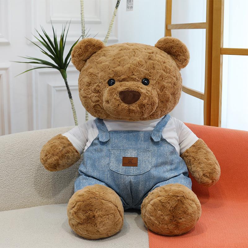 Couple Dressing Teddy Bear Plush Toy Denim Overalls Bear Home Decoration Video Game City Redemption Doll