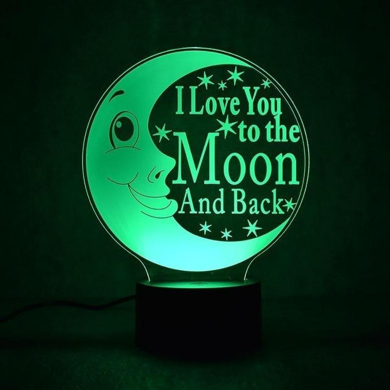 Neue LED 7 Farben wechselnde 3D-Nachtlicht-Tischlampe, USB-Lampe, Acryl, Mondnacht-Design