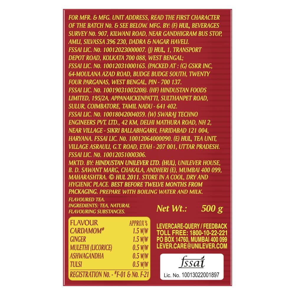 Brooke Bond 3 Roses Natural Care Tea 500 Gm Loose Leaves with Ginger, Cardamom, Tulsi, Ashwagandha, Licorice