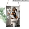 2D Flat Funny Dachshund On Toilet Metal Sign - Humorous Bathroom Wall Decor, Aluminum Hanging for Restroom, Bedroom or Man Cave - Unique Gift Idea