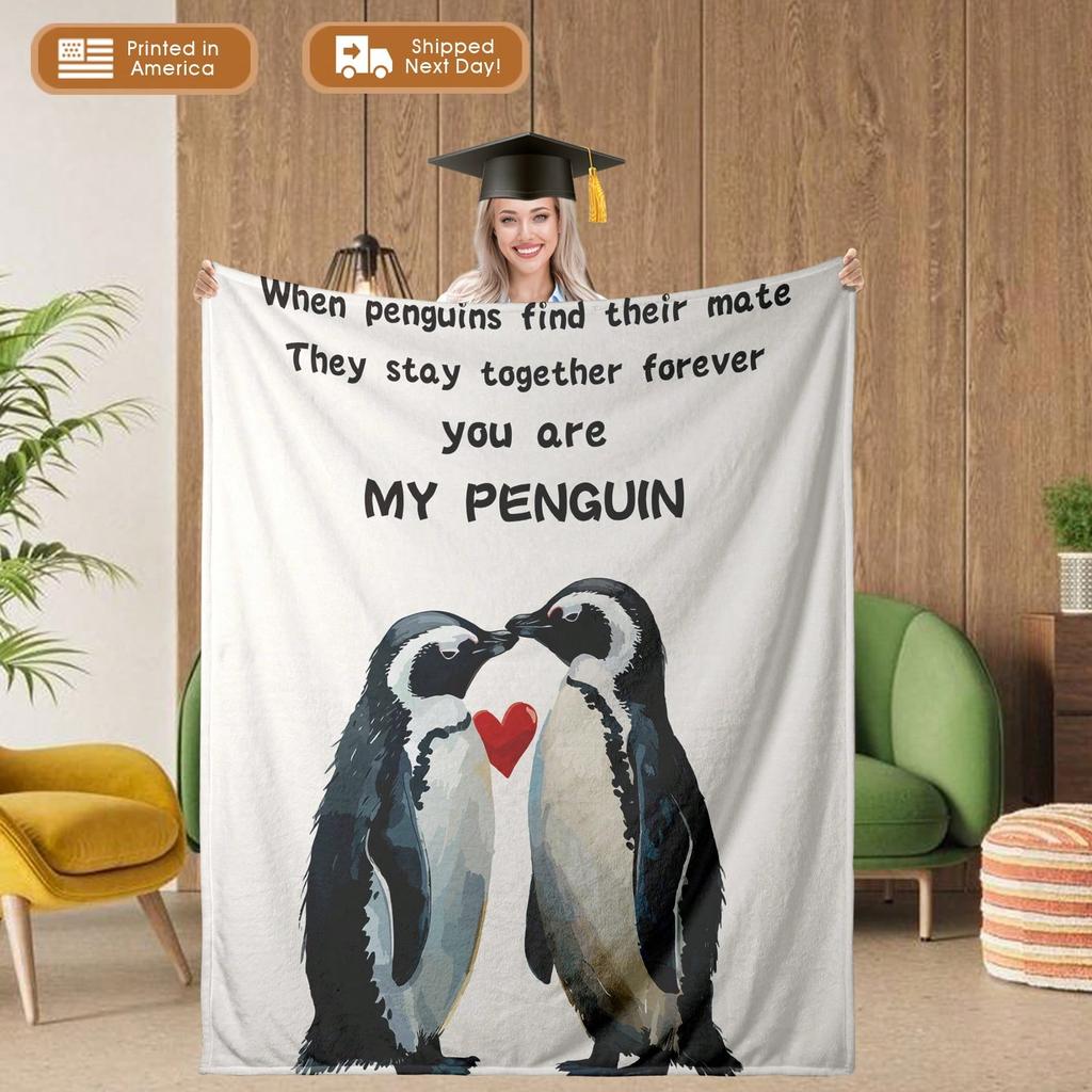 Blanket Penguin Love Gift For Couple Romantic You Are My Penguin Throw For Girlfriend Boyfriend Anniversary Valentines Day Bedro