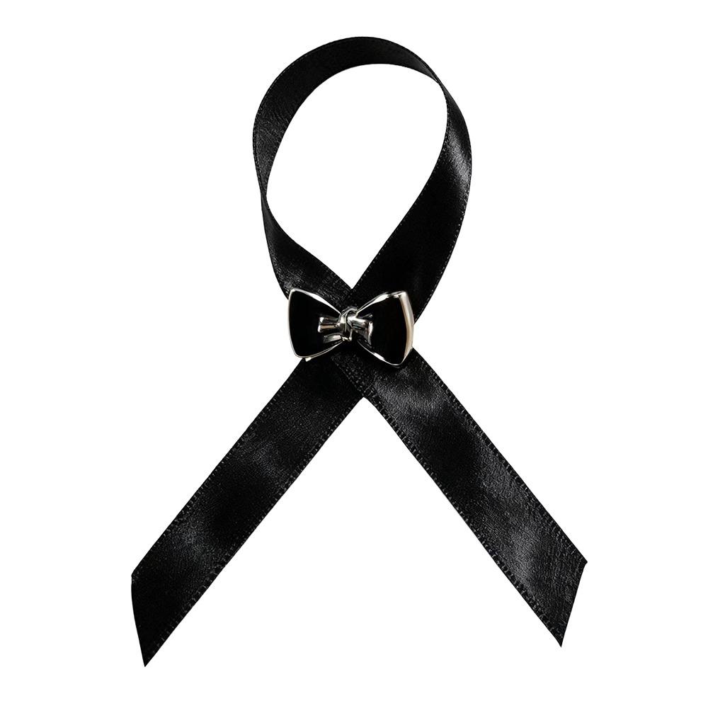 New Black Memorial Black Badge Souvenir Queen Mourning Badge Pearl Funeral Black Ribbon Brooch Pin For Funerals and Mourning