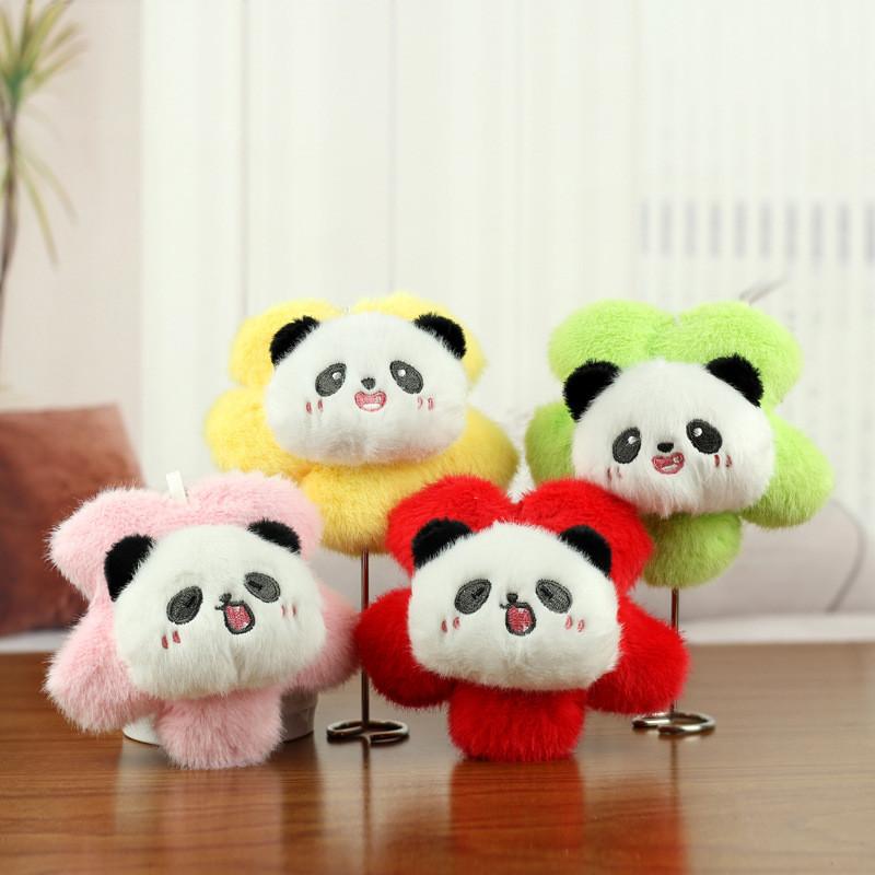 Charming Panda Plush Keychain With Vibrant Flower Accents Ideal For Bag Accessories