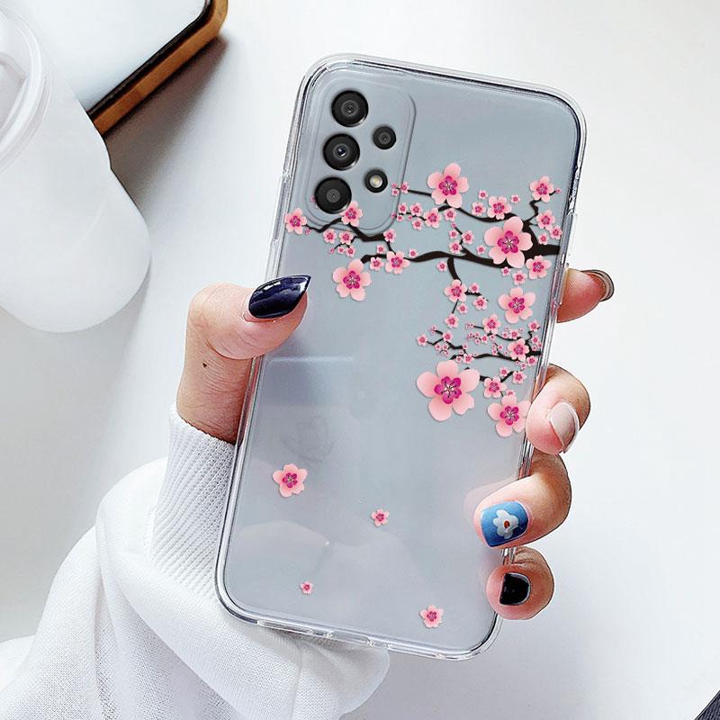 Phone Case For Samsung A53 5G A33 Floral Silicon Cover For Samsung Galaxy A73 Fundas Coque Transparent Soft Capas Flower TPU