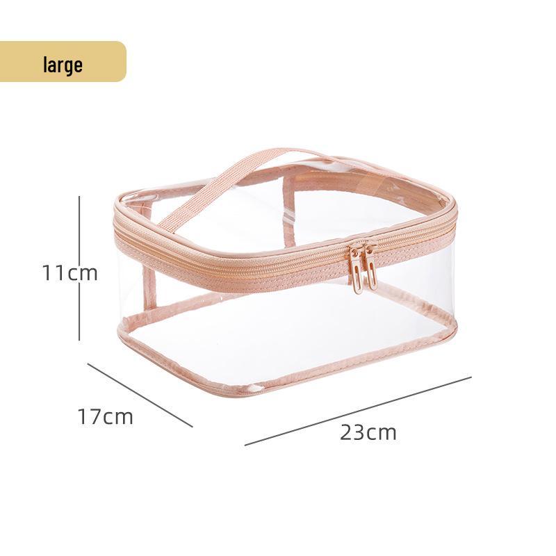 Thickened Transparent Travel Makeup Bag with Customizable Logo - Three-Dimensional Handheld Toiletries and Lipstick Storage.
