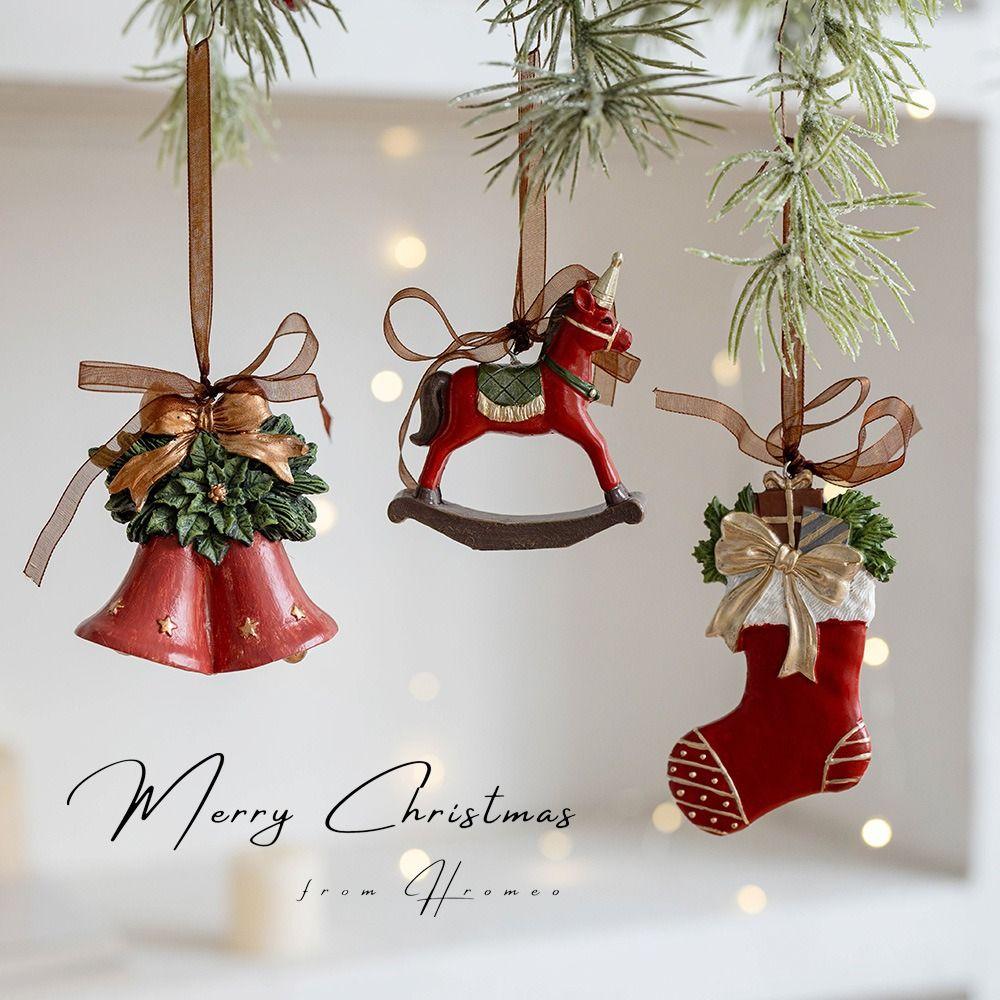 Resin Christmas Tree Decoration DIY Decor Painted Ornaments Christmas Resin Pendant  New Year Party