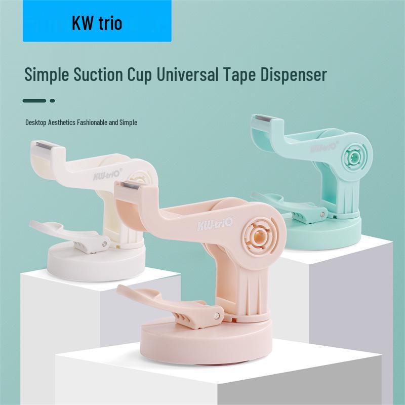 Kede You 360° Rotating Universal Tape Dispenser with Strong Suction Cup Smooth Sloped Edge - Peach Pink