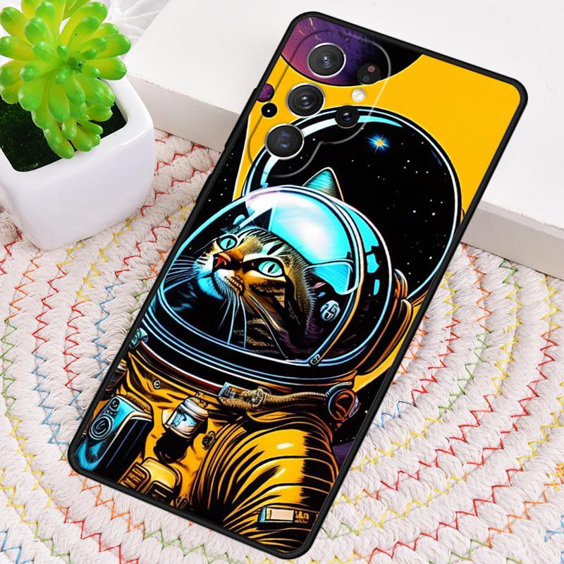 Funny Space Cat Silicone Phone Case For Samsung Galaxy Note 10 Pro S26 S25 S24 S23 S22 S21 Plus S25Ultra Capa Cover