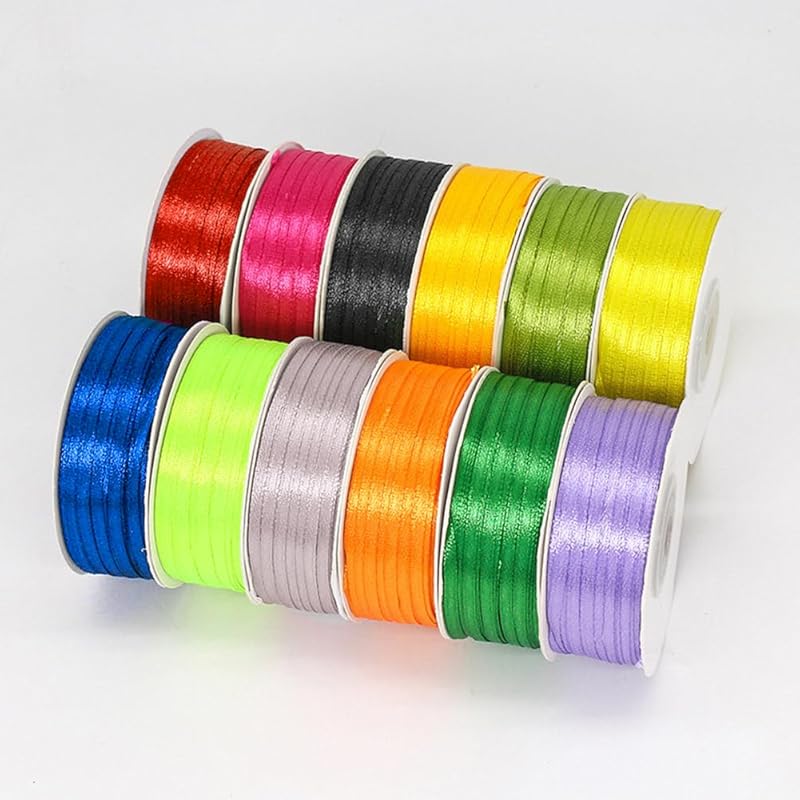 Double Sided Satin Ribbon Blue Width 3 Mm Extra Fine 100 Yards Long Approximately 91 Meters Large Capacity Gift Wrapping Ribbon Bowknot Packaging Gift