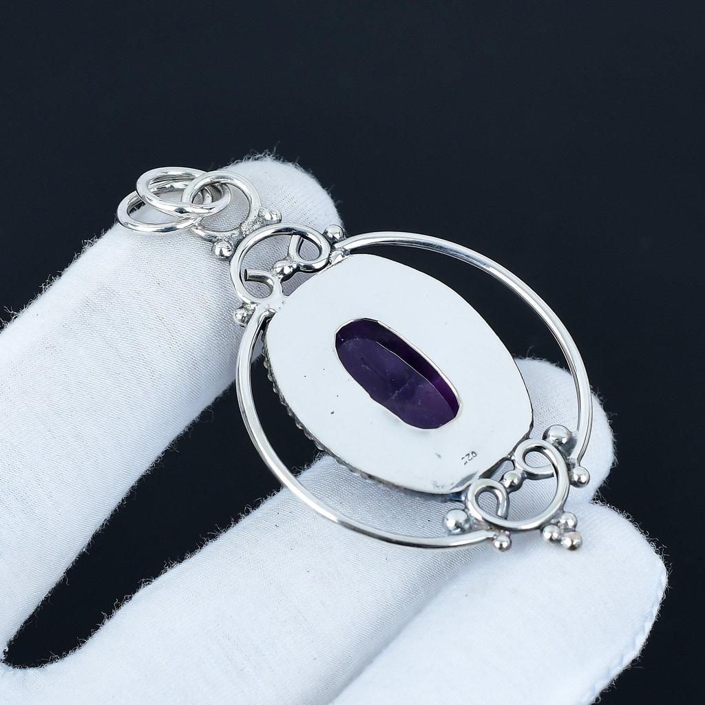 Natural Amethyst Pendant, Purple Gemstone Pendant, Pendant, 925 Sterling Silver Jewelry, Wedding Anniversary Gift, Pendant For Grand Mother