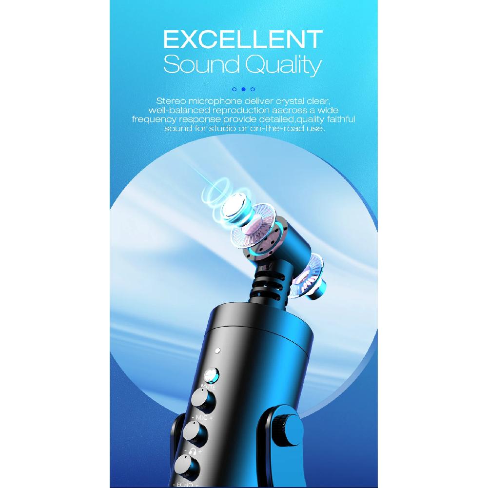 Haomuren USB Microphone for PC Mac Gaming Recording Streaming Podcast,Computer Condenser Mic with Phone Adapter Headphone Output
