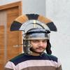 Romersk Centurionhjälm Metallrustning Svart eller Brun Tofs Cosplay Display