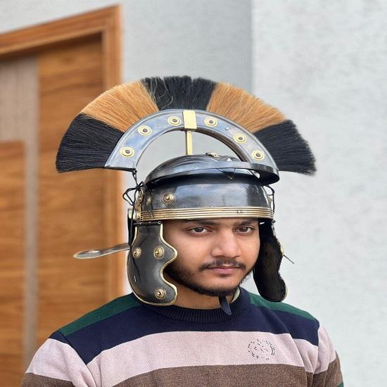 

Roman Centurion Helmet Metal Armor Black or Brown Plume Cosplay Display