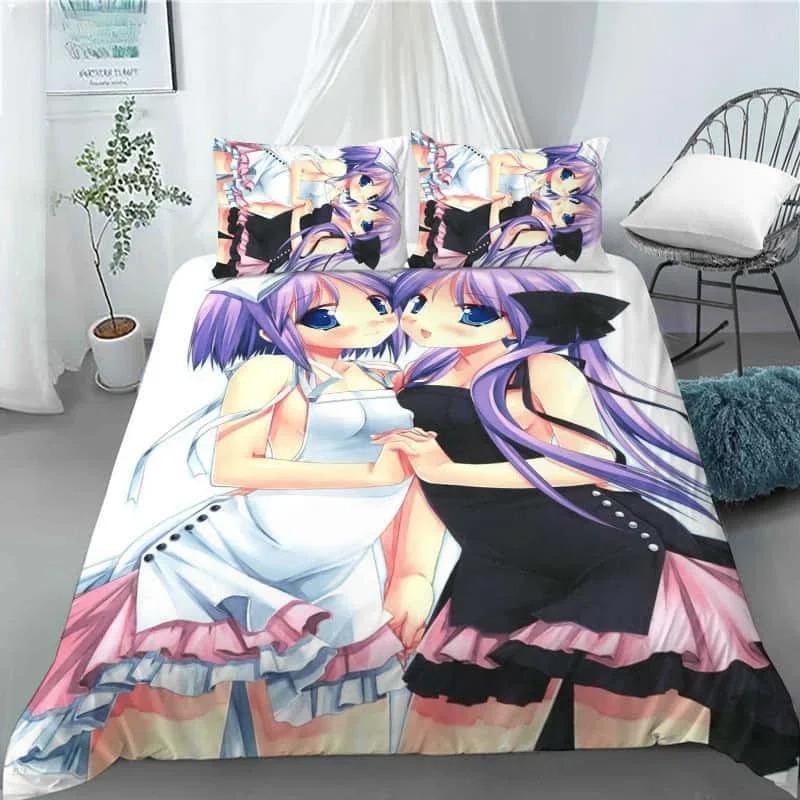 

New Lucky Star 3D Print Anime Girl 3 Pieces Duvet Cover Set Fashion Bedding Sets Comforter Duvet Cover Pillowcase Home Textiles 70x133cm 2pcs