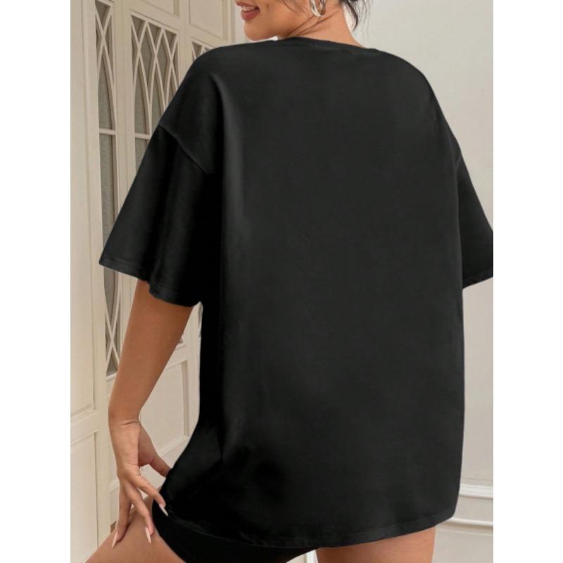 Women Blessed To Be Called Mom and Grandma Print T-Shirt Crew Neck Short Sleeve Loose Summer Fashion Casual Top