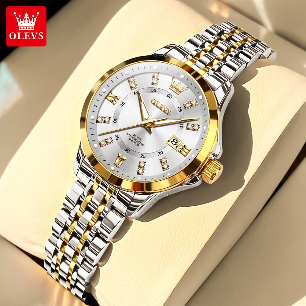 OLEVS Women Watch Luxury Brand Diamond Quartz Watch Fashion Automatic Calendar Waterproof Women Watch