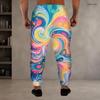 Men S Plus Size Drawstring Printed Jogger Pants Black Pink Gradient Side Pockets Cuffed Ankle