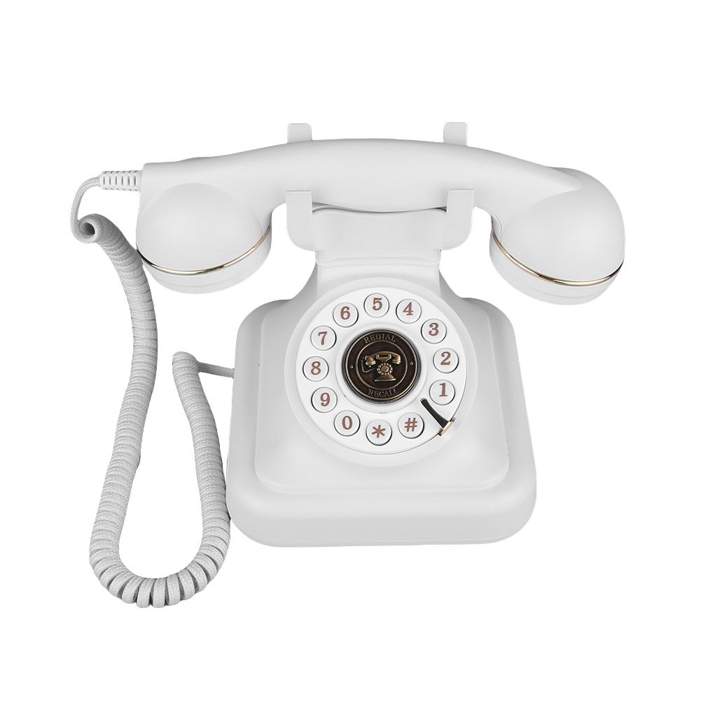 

Дротовий телефон, ретро-стаціонарний телефон для дому, білий старомодний телефон, кнопковий телефон 1930-х років, антикварний домашній телефон білий