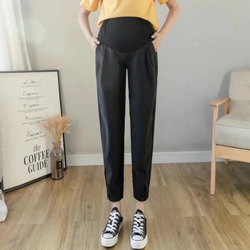 

Spring-Summer Chiffon Maternity Joggers with Adjustable Foot Slits XL чорний