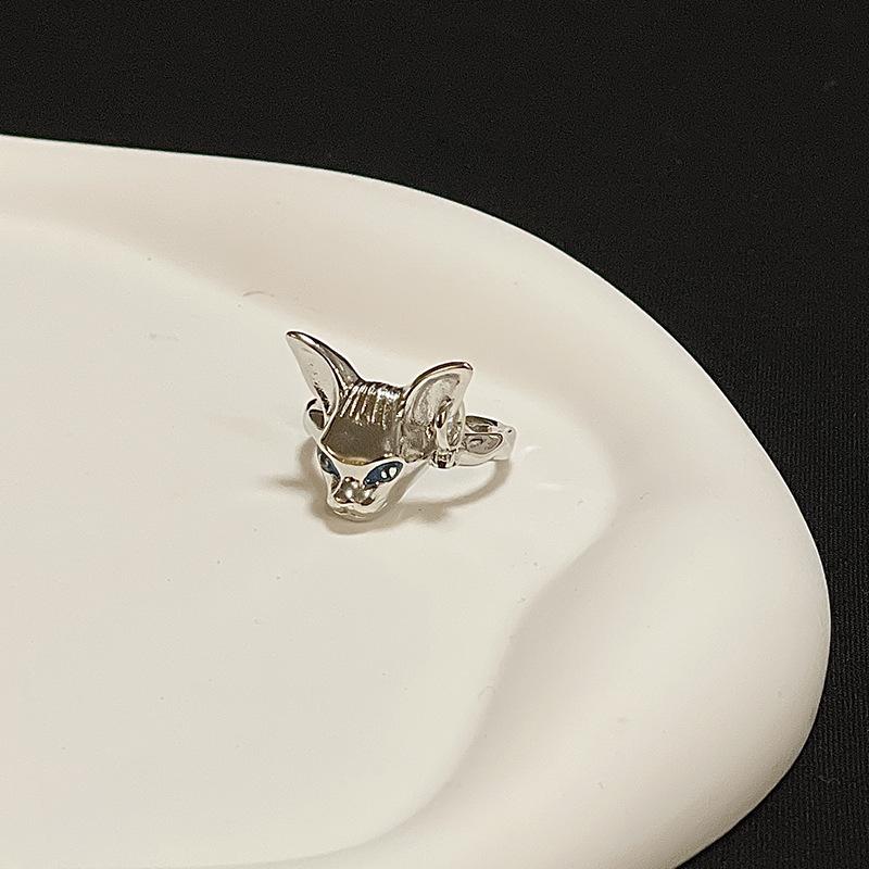 Peep Cat Ring Female Niche Design Sense Advanced Sense Cold Wind Dark Spice Girl Index Finger Ring Personality Ring