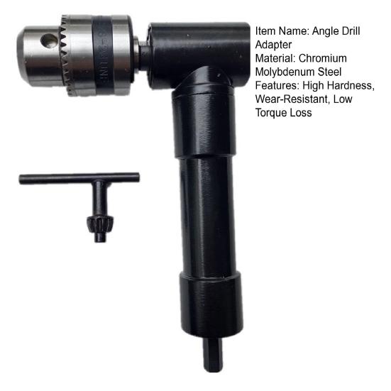 Right Angle Chuck for Power Drill 90 Degree Attachment, Corner Adapter with 0.8-10mm 3-Jaw Chuck, Compatible Most Bits Metal