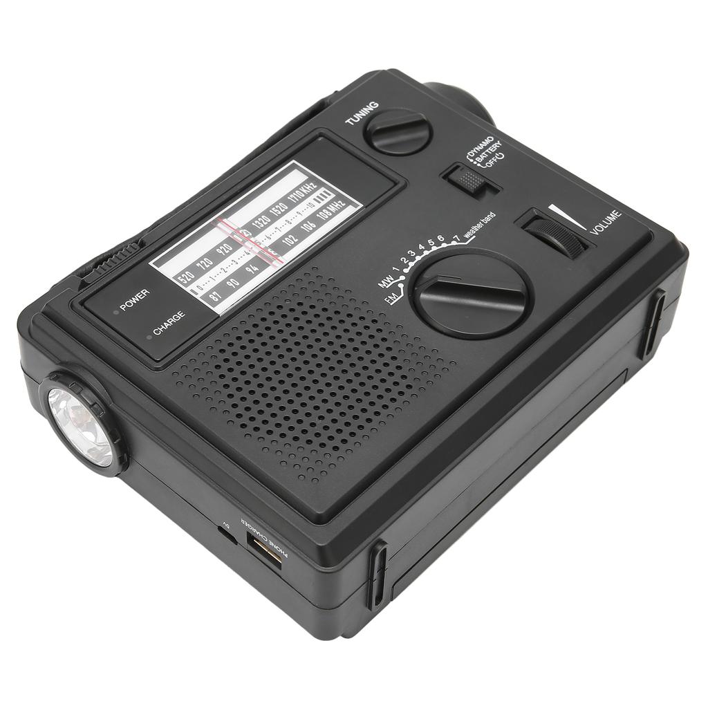 Crank Radio Portable FM AM WB Band Multi Powered Emergency Radio with LED Light for Outdoor Camping