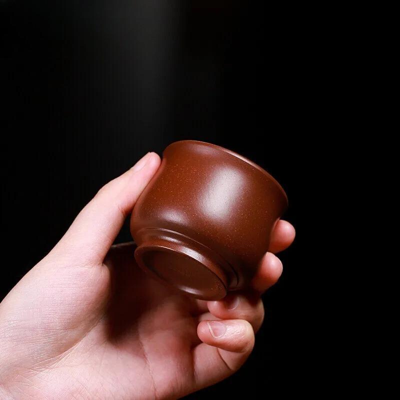 2 Pcs/set 60ML Authentic Yixing Purple Clay Teacup Handmade Meditation Cup Travel Tea Bowl Pu'er Master Tea Cup Chinese Tea Set