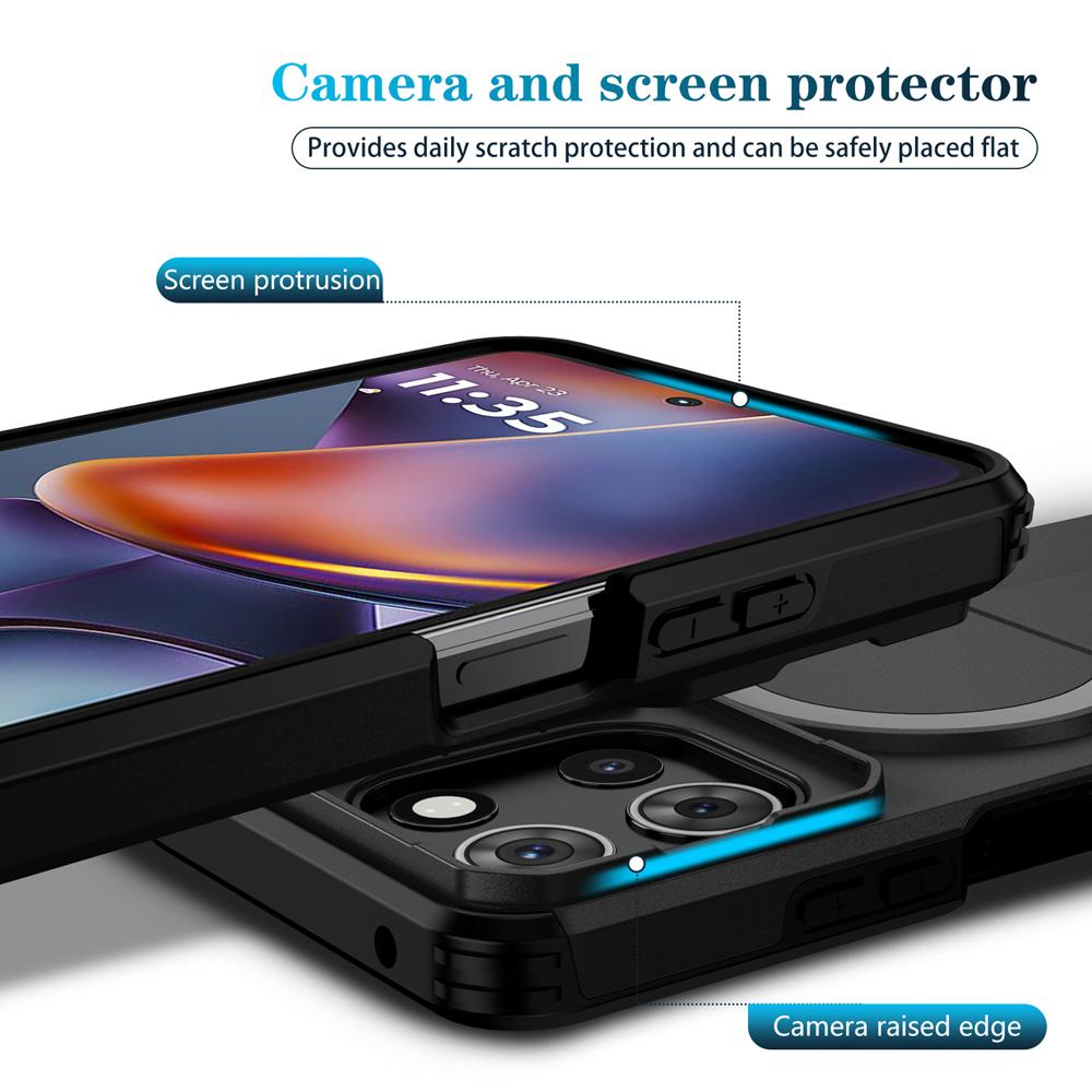 KEYSION Shockproof Armor Magnetic Case for Motorola MOTO G 5G 2025 Slide Camera Protection Kickstand Phone Cover for Edge 2025