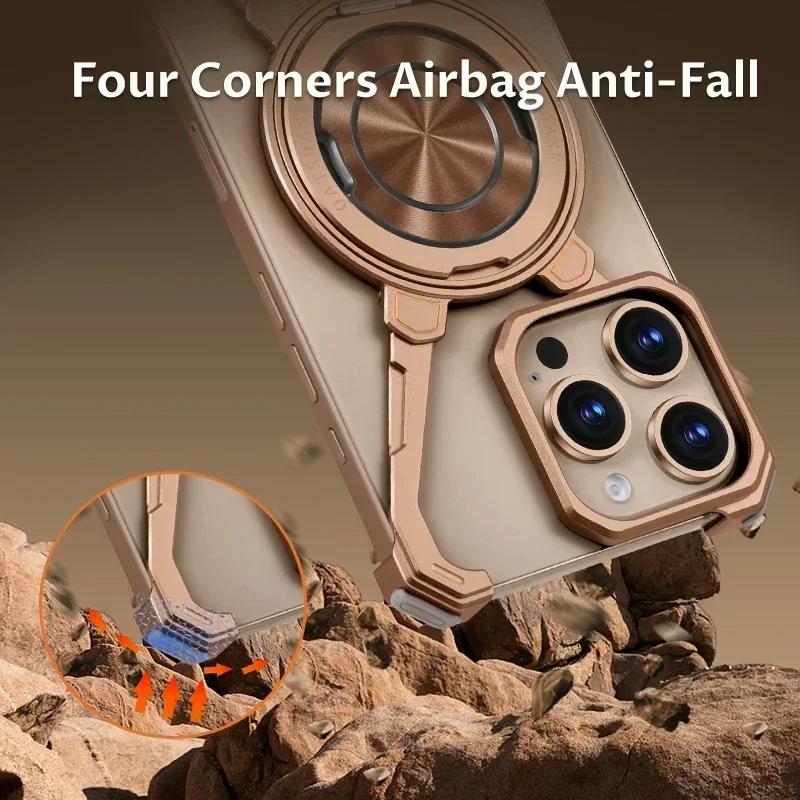 Husă Protectoare Fără Ramă din Aluminiu, Pentru iPhone 14 1615 Pro Max cu Încărcare Wireless MagSafe, Suport Rotativ 360° Husă Simplă pentru Telefon