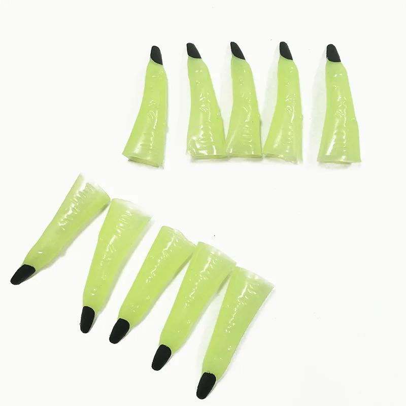 10Pcs/set Nail Luminous Fake Fingers Cover Halloween Cosplay Prop Party Decorations Toys