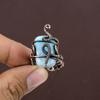 Natural Larimar Gemstone Handmade Copper Wire Wrap Gift Ring Size 8 P8h36