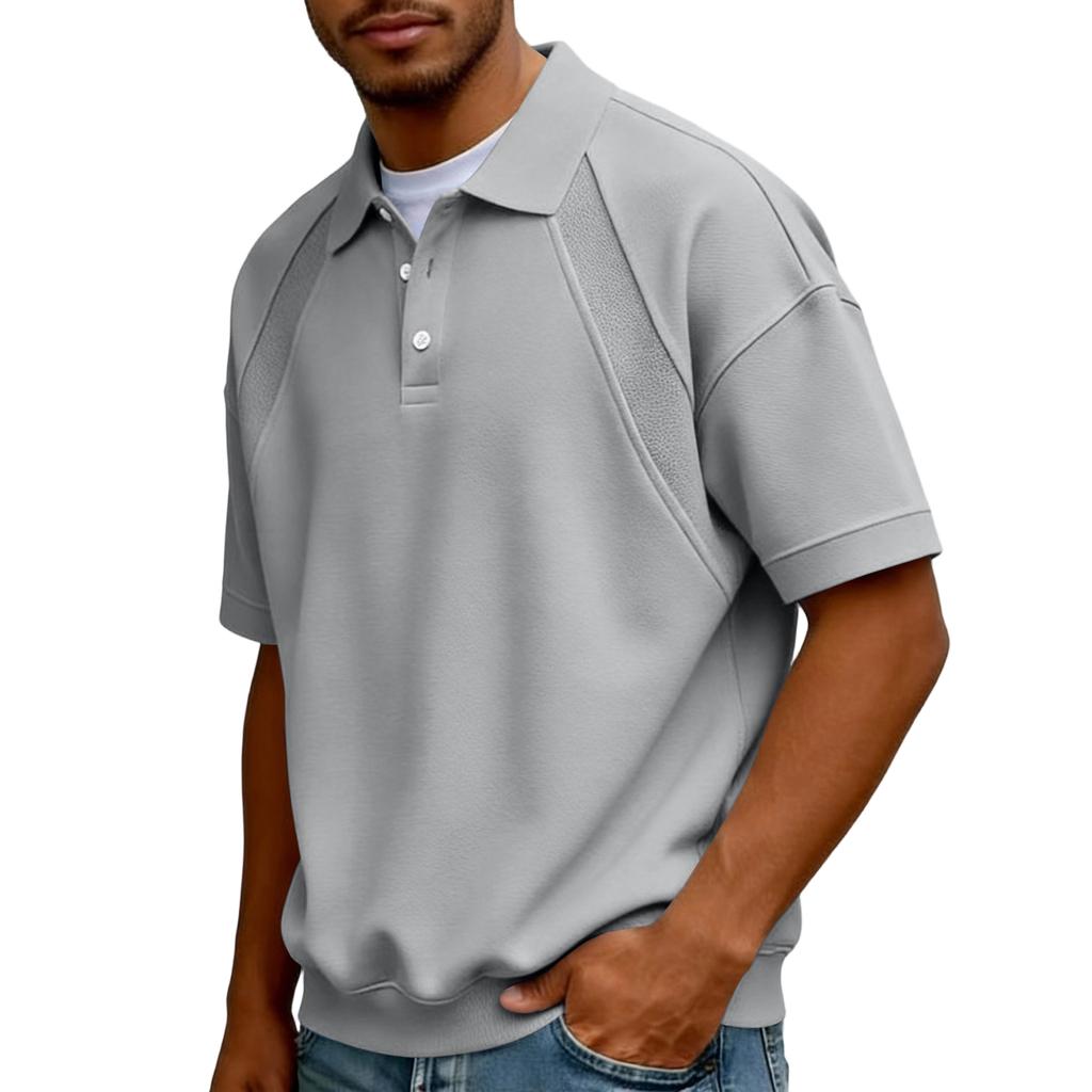 Men's  Collar Buttoned Casual Loose-fitting Pullover Short-sleeved Shirt