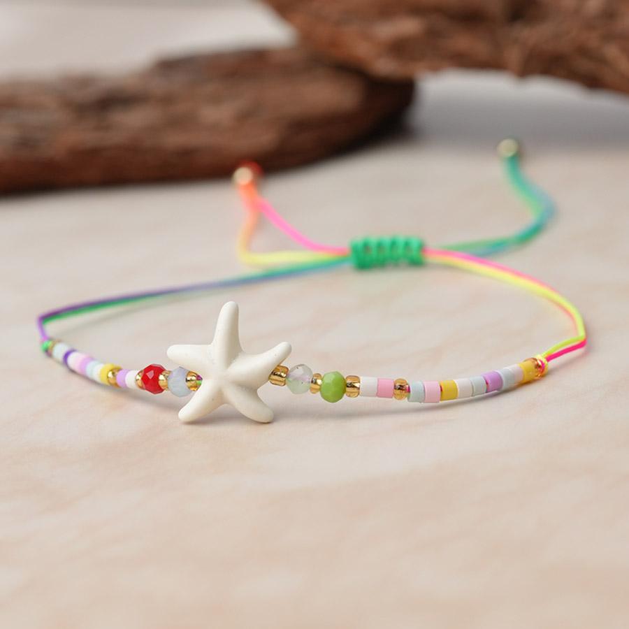 Noter New Bohemian Women String Bracelet Cute Starfish Conch Fish Marine Animals Charm Braslet Beach Vacation Jewelry Versatile