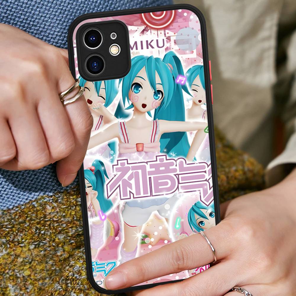 Kawaii H-Hatsune Miku Für IPhone 15 16 Pro Max 11 12 13 14 XS XR X Plus 16E Matt Transluzente Handyhülle