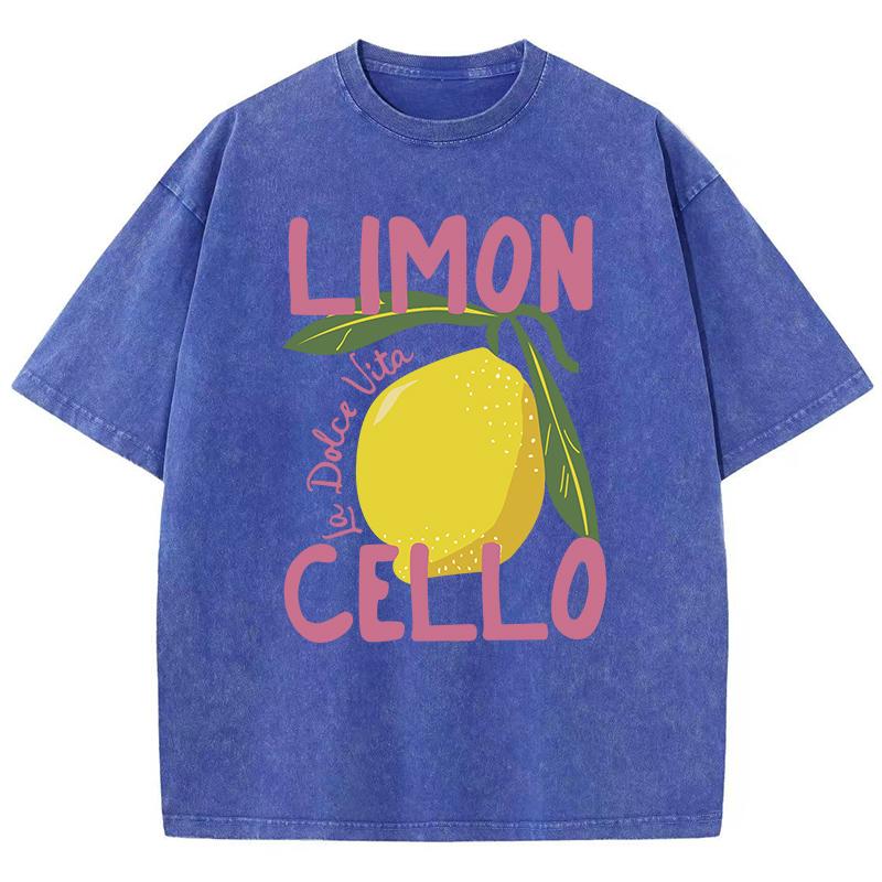 T-shirt da Donna Lavate con Stampa Frutta Limone Creativa Cotone Hip Hop T-shirt Sportive Casual YK Abbigliamento Estivo Oversize