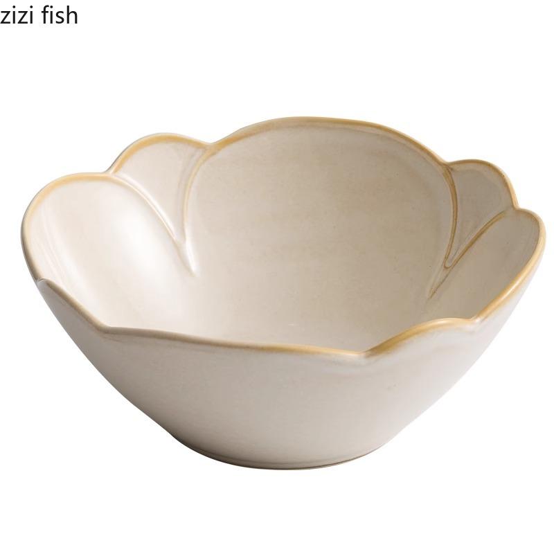 Miska ryżowa z żółtym płatkiem Ceramiczna zastawa stołowa Miska deserowa Miska na gęstą zupę Miski na ryby Miski na przekąski Zastawa stołowa do kuchni molekularnej