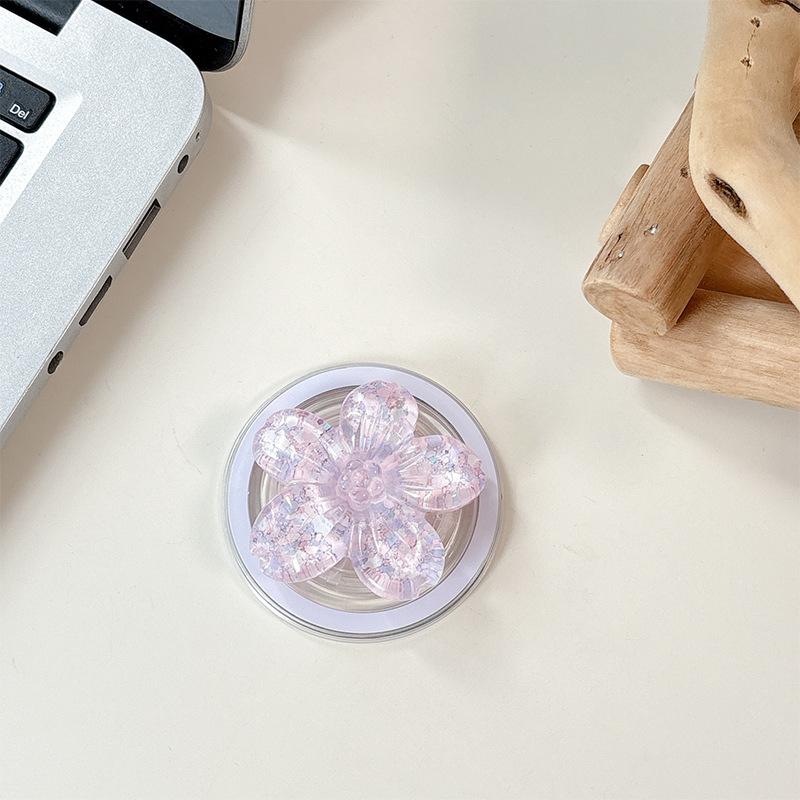 Color Sequins, Three-Dimensional Flowers, Mobile Phone Airbag Holder, Magnetic Telescopic Ring, Suitable For Magsafe Desktop Watching Dramas