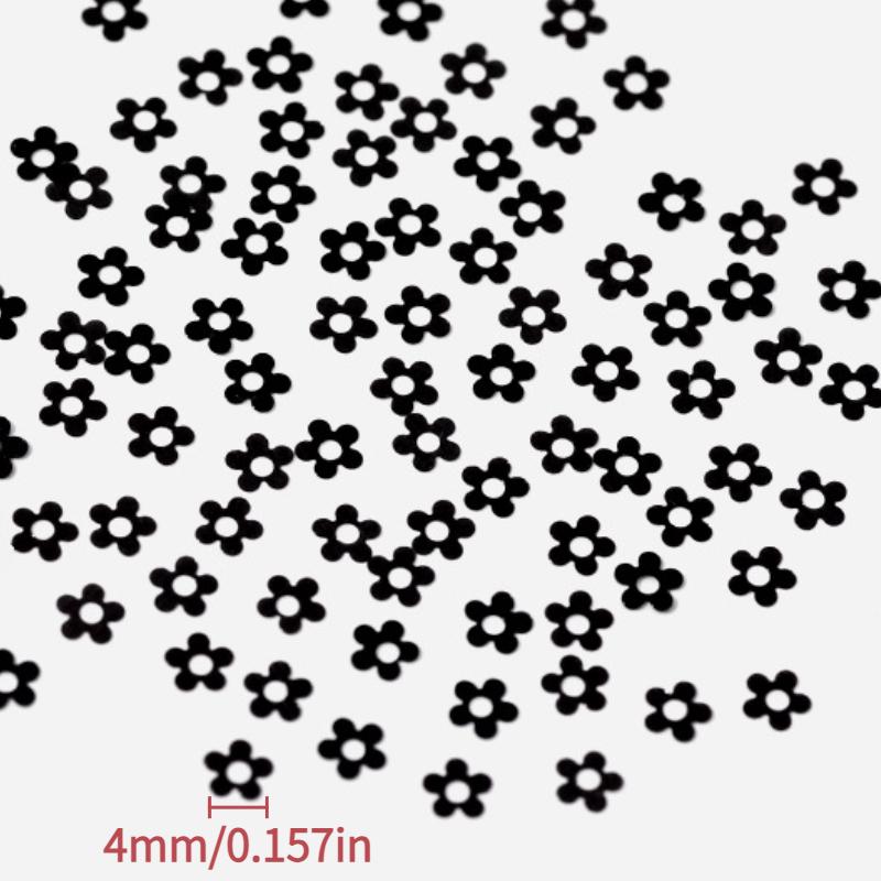 1 Box Black & White Mini Flower Nail Glitters, DIY Floral Nail Art Decor for Party Festival, Beginner & Salon Use