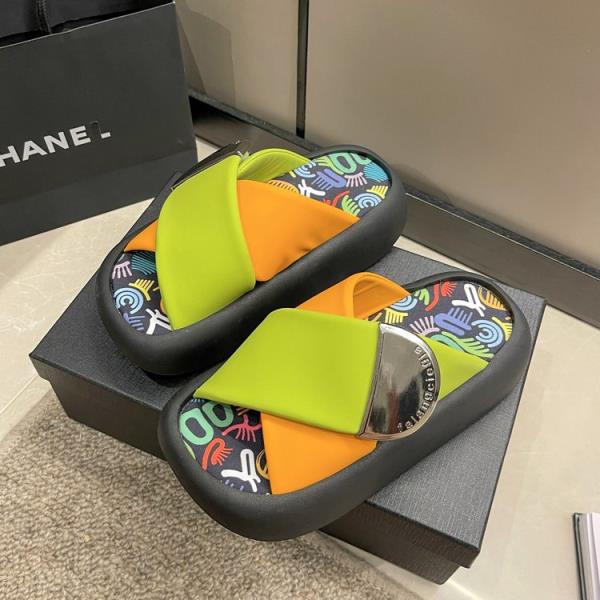 Fashion Female Shoes Summer Clogs Woman Multicolored Sandals Cross-Tied Low Ladies' Slippers Rubber Flip Flops Platform 2025 Beach