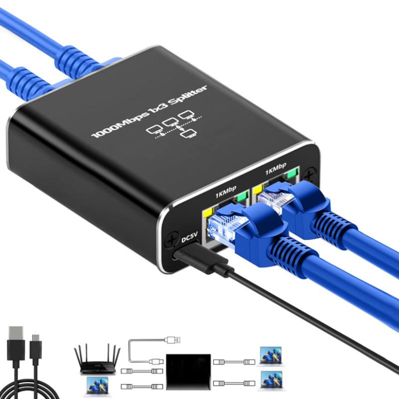 RJ45 Splitter 1 in 2/3/4 Out Network 1000Mbps RJ45 Adapter Gigabit Converter Internet Ethernet 8P8C Extender Plug Extension