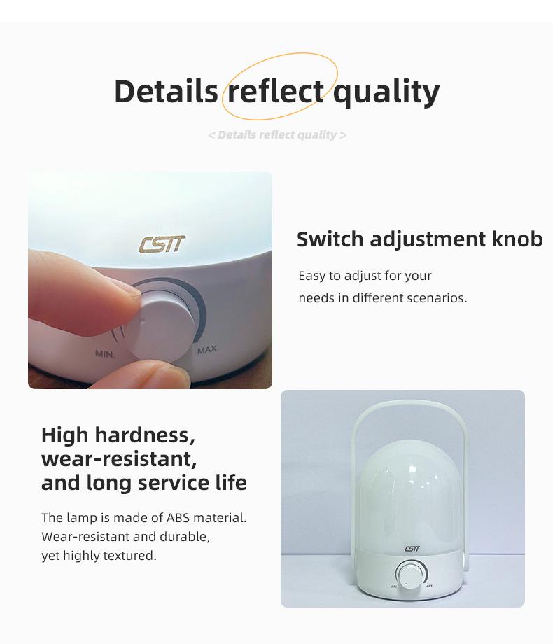 Rechargeable Dual-Color Night Light, Adjustable Brightness for Camping & Bedroom Sleep Aid