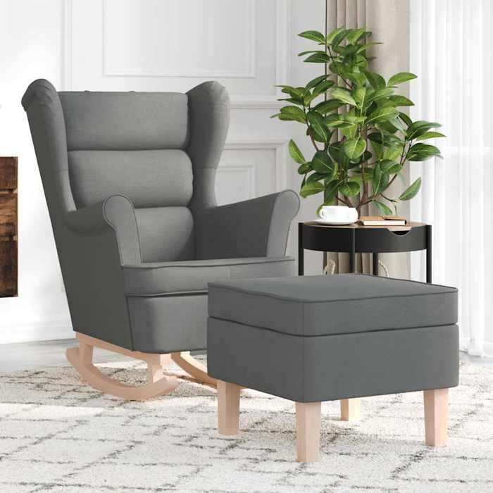 VidaXL Rocking Chair with Footrest Dark Grey Fabric, Chair, Living Room Chair, Relaxation Chair, Lounge Chair, 3307998