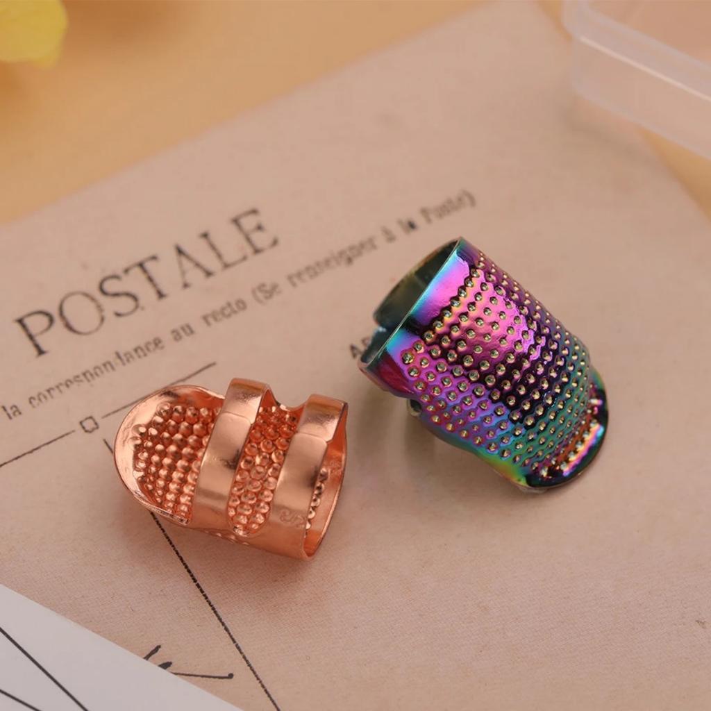 4PCS Sewing Thimble Vintage Finger Protector Antique Long Nail Thimble for Needlework Embroidery Tool Accessories