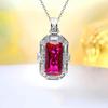 Luxury Women Jewelry Set with Red Corundum Pendant Blue Spinel Ring Earrings High Carbon Diamonds