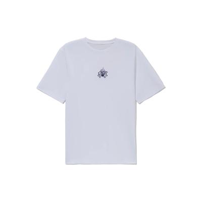 Série Sports Décontractés Broderie Logo Col Rond T-shirt Homme Hauts Blanc AHSS017-2